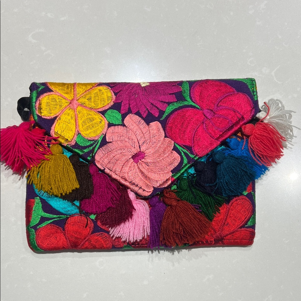 Vibrant Multicolor Floral Clutch